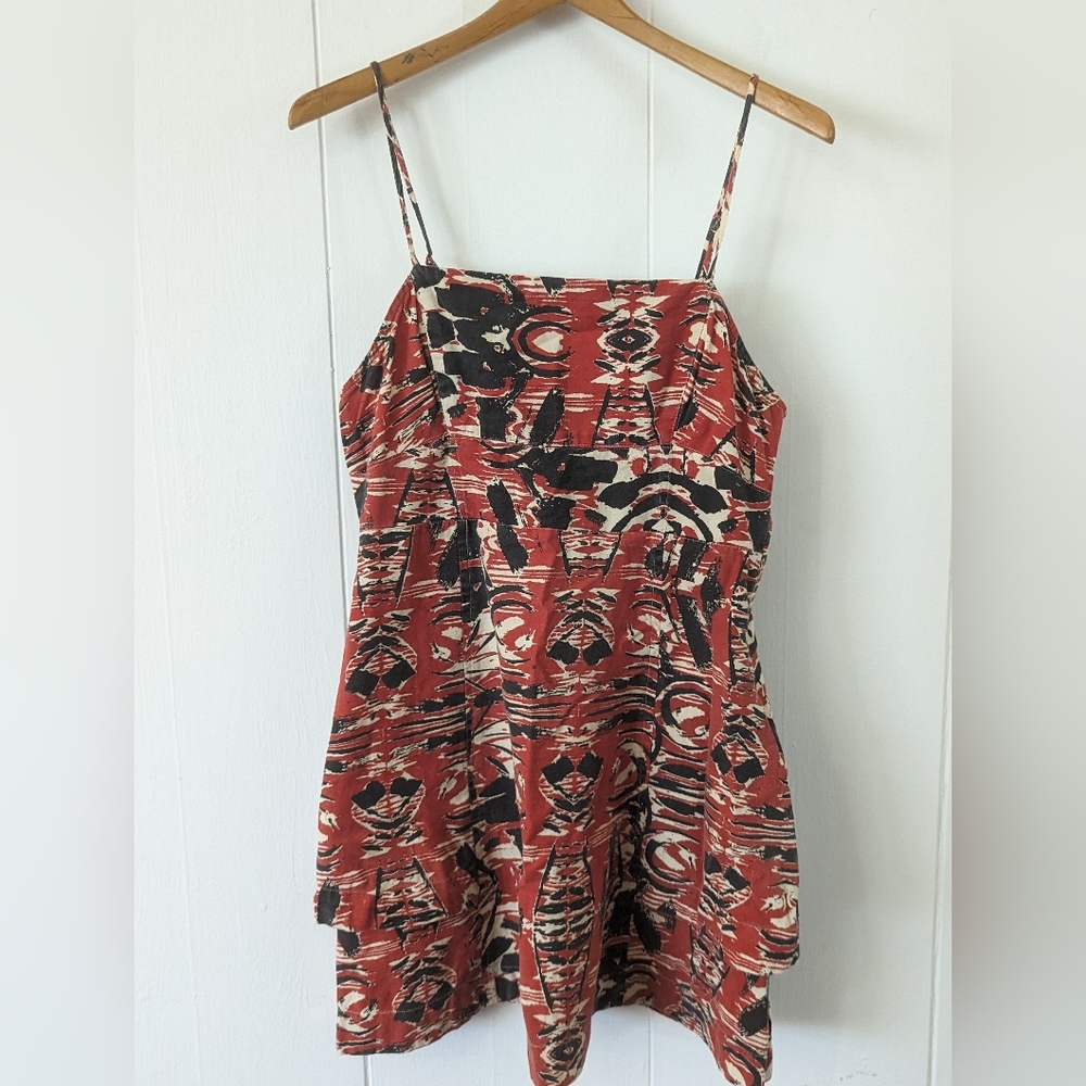 Hurley mini dress spaghetti strap grittma Hawaiian tapa pattern